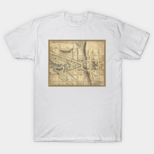 Vintage Washington D.C. Capitol Hill Map (1815) T-Shirt by Bravuramedia